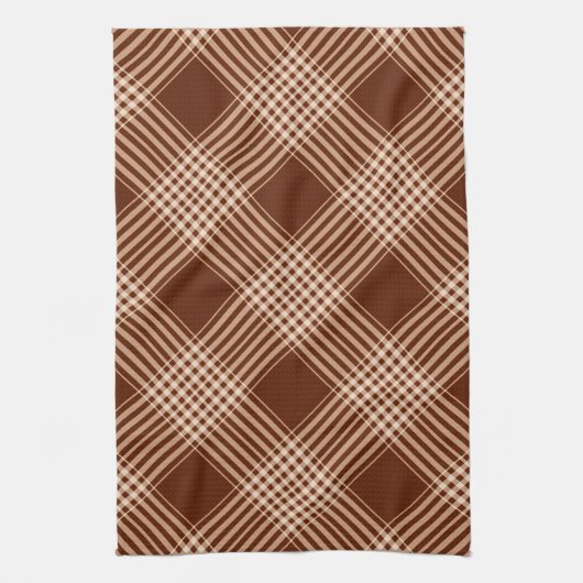 Sienna Brown and White Pset Theedoek (Verticaal)