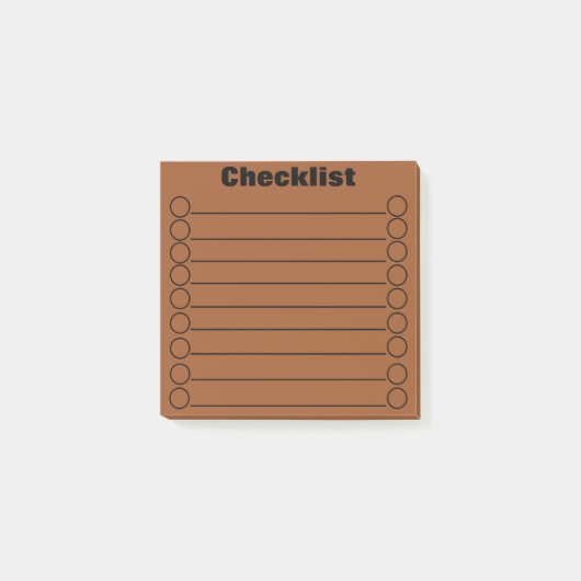 Sienna Brown Checklist Post-it® notes 3" x 3" (Voorkant)