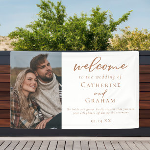 Sienna Brown Script Aangepaste foto bruiloft Welko Spandoek
