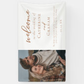 Sienna Brown Script Aangepaste foto bruiloft Welko Spandoek (Verticaal)