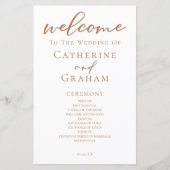 Sienna Brown Script Custom Fall bruiloft programma (Voorkant)