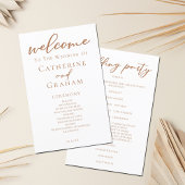 Sienna Brown Script Custom Fall bruiloft programma