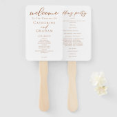 Sienna Brown Script Custom Fall bruiloft programma Handwaaier (Voorkant en achterkant)