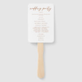 Sienna Brown Script Custom Fall bruiloft programma Handwaaier (Achterkant)