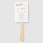Sienna Brown Script Custom Fall bruiloft programma Handwaaier (Voorkant)