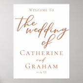 Sienna Brown Script Custom Welkom op onze bruiloft Poster (Voorkant)