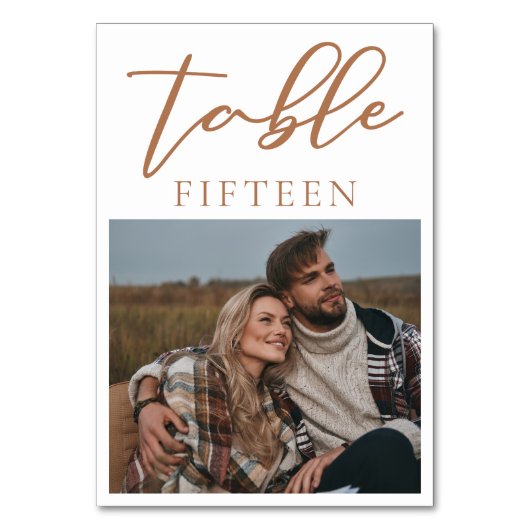 Sienna Brown Script Koppel Foto Zomer Bruiloft Kaart (Achterkant)