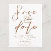 Sienna Brown Script minimalist Sla de datum op Aankondigingskaart (Voorkant)