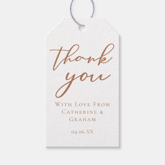 Sienna Brown Script minimalistische aangepaste bru Cadeaulabel (Voorkant)