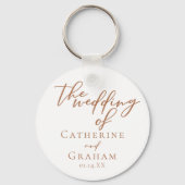 Sienna Brown Script minimalistische aangepaste bru Sleutelhanger (Achterkant)