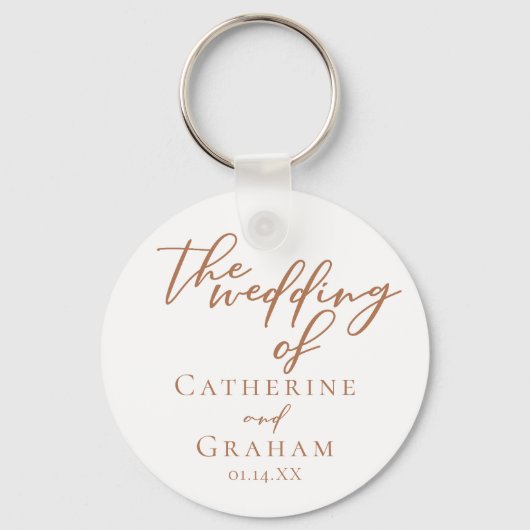 Sienna Brown Script minimalistische aangepaste bru Sleutelhanger (Achterkant)