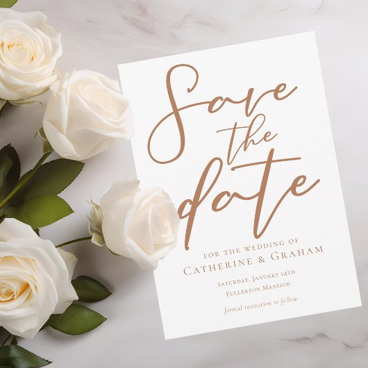 Sienna Brown Typografie Minimalistisch Save The Date