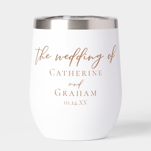 Sienna Brown Typografie Minimalistische bruiloft (Achterkant)