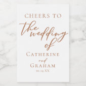 Sienna Brown Typografie Minimalistische Bruiloft M Wijn Etiket (Enkel label)