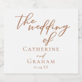 Sienna Brown Typografie Minimalistische bruiloft Sparkling Wijnetiket (Enkel label)