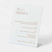 SIENNA Bruiloft Drink Bar Menu Reclamebord Met Voetstuk (Voorkant)