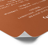 Sienna Bruiloftsdranken Menu | Terracotta Bar Bord Poster (Hoek)