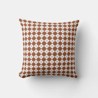 Sienna Bruin en Wit Geruite Argyle Patroon Kussen