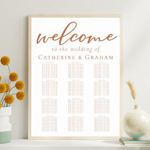 Sienna Bruin Script Bruiloft 12 Tafel Zitting Graf Poster