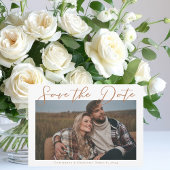 Sienna bruin Script Koppel Foto Chic Herfst Save The Date