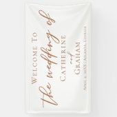 Sienna Bruin Script Minimalistisch Trouwfeest Spandoek (Verticaal)