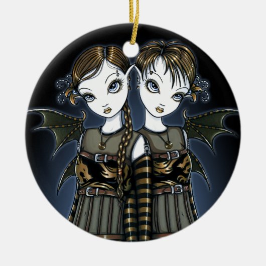 "Sienna & Celeste" Dragon Gemini Twin Fae Ornament (Voorkant)