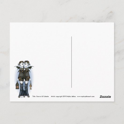 Sienna & Celeste Gothic Dragon Twins Fae Briefkaar Briefkaart (Achterkant)