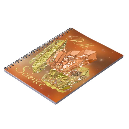 Sienna Coral & Gold Faux Glitter Crystals Notitieboek (Linkerzijde)