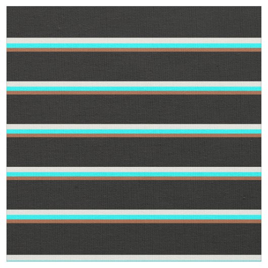 Sienna, Cyan, Beige & Black Pattern of Stripes Stof (Close Up)