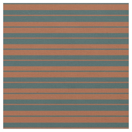 Sienna & Dark Slate Grey Stripes/Lines Pattern Stof (Close Up)