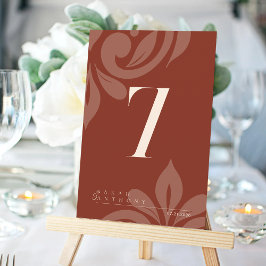 Sienna Elegant Classic Damask Tafelnummer Kaart