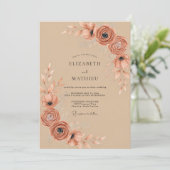 Sienna Elegante Botanische Bruiloft Kaart (Staand voorkant)