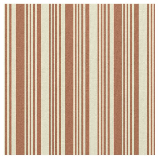 Sienna en Bleek Goldenrod Lined/Striped Pattern Stof (Close Up)