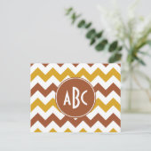 Sienna en Goldenrod Zigzag Monogram Briefkaart (Staand voorkant)