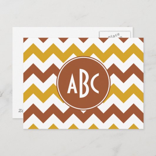 Sienna en Goldenrod Zigzag Monogram Briefkaart (Voorkant / Achterkant)
