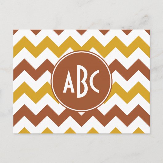 Sienna en Goldenrod Zigzag Monogram Briefkaart (Voorkant)