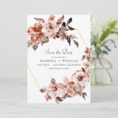 Sienna Floral and Gold Lijst Save the Date Kaart (Staand voorkant)