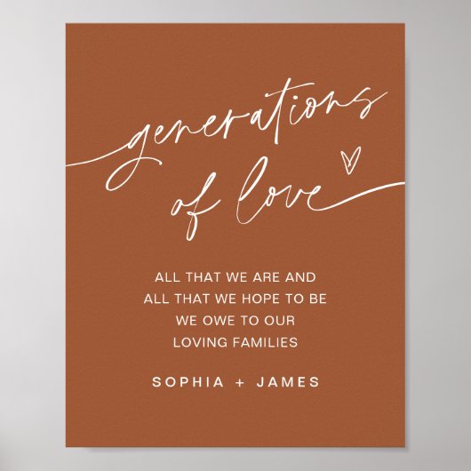 SIENNA Generations of Love Wedding Sign Poster (Voorkant)