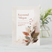 Sienna Gold Vein Leaf Wedding Kaart (Staand voorkant)