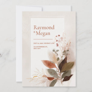 Sienna Goud Ader Bruidsboeket Blad Bruiloft Kaart