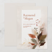 Sienna Goud Ader Bruidsboeket Blad Bruiloft Kaart (Voorkant / Achterkant)