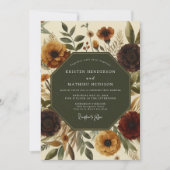 Sienna Herfst Bloemrijke Romantische Bruiloft Kaart (Voorkant)