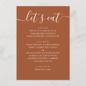 Sienna-herfsttrouw | Terracotta ontvangstdiner Menu (Voorkant)