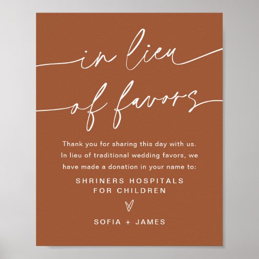 SIENNA in Lieu van de bendes - terracotta Wedding Poster (Voorkant)
