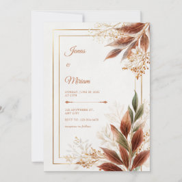 Sienna Leaf Sage Botanical Wedding Kaart