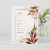 Sienna Leaf Sage Botanical Wedding Kaart (Staand voorkant)