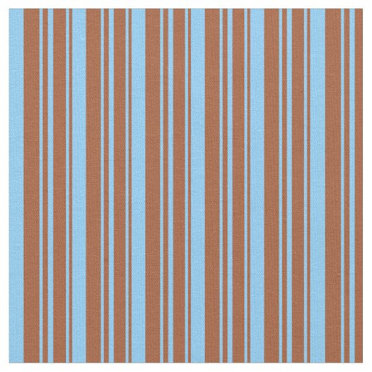 Sienna & Light Sky Blue Striped/Lined Pattern Stof (Close Up)