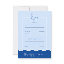 SIENNA Modern Blue Destination RSVP Response Kaart