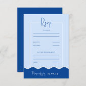 SIENNA Modern Blue Destination RSVP Response Kaart (Voorkant / Achterkant)