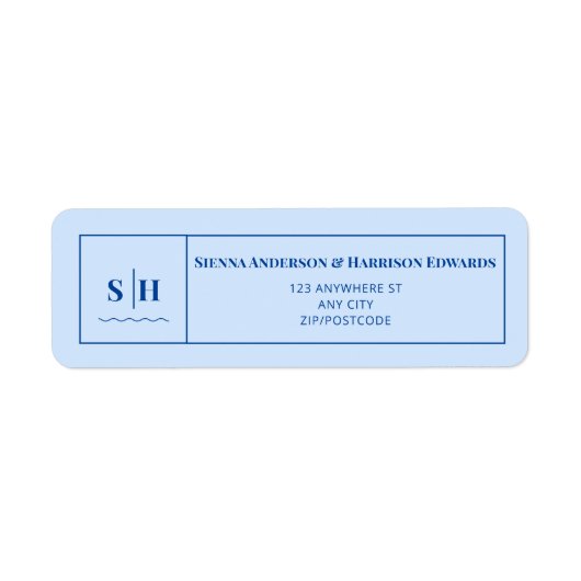 SIENNA Modern Blue Wave RSVP Return Address Label (Voorkant)